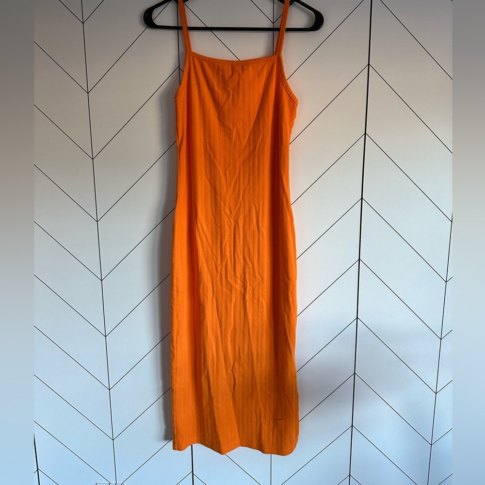 Wild Fable Orange Ribbed Bodycon Slip Dress Size M